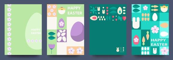 Ostern. einstellen von Vektor Ostern Karten. Ostern Eier, Kaninchen, Muster. modern geometrisch abstrakt Stil.Vektor