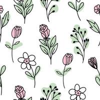 sömlös mönster med de bild av vår blommor markerad på en vit bakgrund. vektor illustration