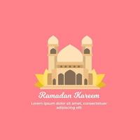 söt moské tecknad serie. Ramadhan hälsning vektor