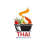 thailand kök restaurang måltid meny ikon eller tecken vektor