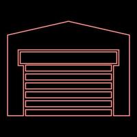 Neon- Garage Tür zum Auto Walze Verschluss Halle Warenhaus rot Farbe Vektor Illustration Bild eben Stil