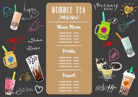Bubble Milk Tee, Perlmilch Tee, verschiedene Arten von Boba. leckere Getränke.
