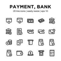 betalning eller bank ikonuppsättning vektor