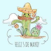 Nette Kaktus-Charaktere, die Musik mit Maracas spielen vektor