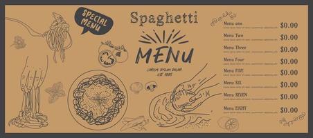 italiensk spagetti. matmeny design. vektor