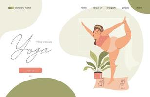 Landung Seite Konzept zum online Yoga Klassen. Vektor Illustration