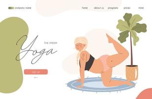 Landung Seite Konzept zum online Yoga Klassen. Vektor Illustration