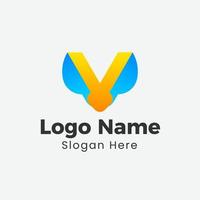 modern v Brief Logo, bunt v Logo, Vektor Logo Brief v Design Vorlage