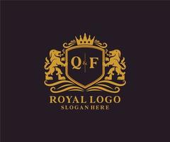 Initial qf Letter Lion Royal Luxury Logo Vorlage in Vektorgrafiken für Restaurant, Lizenzgebühren, Boutique, Café, Hotel, Heraldik, Schmuck, Mode und andere Vektorillustrationen. vektor
