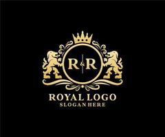 Initial rr Letter Lion Royal Luxury Logo Vorlage in Vektorgrafiken für Restaurant, Lizenzgebühren, Boutique, Café, Hotel, Heraldik, Schmuck, Mode und andere Vektorillustrationen. vektor