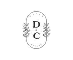 första dc brev skön blommig feminin redigerbar förhandsgjord monoline logotyp lämplig för spa salong hud hår skönhet boutique och kosmetisk företag. vektor