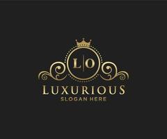 Royal Luxury Logo-Vorlage mit anfänglichem Lo-Buchstaben in Vektorgrafiken für Restaurant, Lizenzgebühren, Boutique, Café, Hotel, Heraldik, Schmuck, Mode und andere Vektorillustrationen. vektor