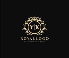 första yk brev lyxig varumärke logotyp mall, för restaurang, kungligheter, boutique, Kafé, hotell, heraldisk, Smycken, mode och Övrig vektor illustration.