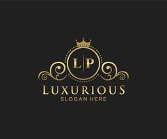 Royal Luxury Logo-Vorlage mit anfänglichem lp-Buchstaben in Vektorgrafiken für Restaurant, Lizenzgebühren, Boutique, Café, Hotel, Heraldik, Schmuck, Mode und andere Vektorillustrationen. vektor