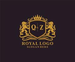 Initial qz Letter Lion Royal Luxury Logo Vorlage in Vektorgrafiken für Restaurant, Lizenzgebühren, Boutique, Café, Hotel, heraldisch, Schmuck, Mode und andere Vektorillustrationen. vektor
