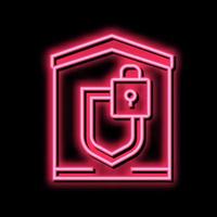 Gebäude Vorhängeschloss Sicherheit Neon- glühen Symbol Illustration vektor