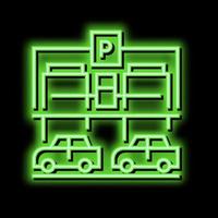 Ausrüstung Parkplatz Neon- glühen Symbol Illustration vektor
