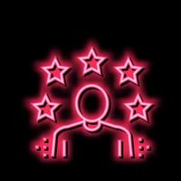 Mensch mit Sterne Rezension Neon- glühen Symbol Illustration vektor