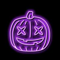 halloween pumpa söt neon glöd ikon illustration vektor