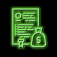 Budget Gesetz Wörterbuch Neon- glühen Symbol Illustration vektor