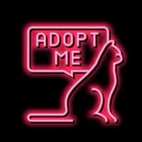 Katze sich unterhalten adoptieren mich Neon- glühen Symbol Illustration vektor