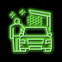 Ausrüstung Auto waschen Bedienung Neon- glühen Symbol Illustration vektor