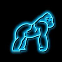 gorilla vild djur- neon glöd ikon illustration vektor