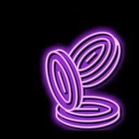 Zwiebel Scheibe Essen Schnitt Neon- glühen Symbol Illustration vektor