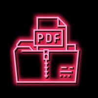 Archivierung pdf Datei Neon- glühen Symbol Illustration vektor