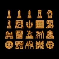 Schach Clever Strategie Spiel Zahl Neon- glühen Symbol Illustration vektor