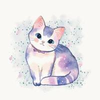 Aquarell süß Katze vektor