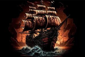 pirat fartyg bakgrund vektor
