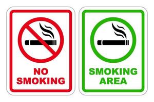 Nej rökning och rökning område förbjuden tecken röd sluta symbol uppsättning förbjuda silhuett avrundad ikon design vektor