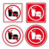 Nein Essen und trinken erlaubt verboten Zeichen Symbol Piktogramm einstellen Verbot Silhouette gerundet Symbol vektor