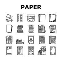 papper dokumentera kontor notera sida ikoner uppsättning vektor