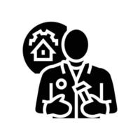 Wohnung Instandhaltung Techniker Reparatur Arbeiter Glyphe Symbol Vektor Illustration