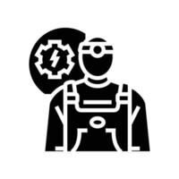 Instandhaltung Elektriker Reparatur Arbeiter Glyphe Symbol Vektor Illustration