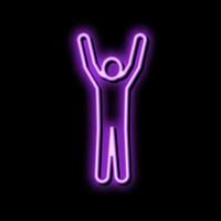 Hand oben Mann Neon- glühen Symbol Illustration vektor