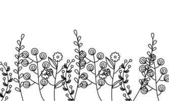 schwarz Silhouetten von Gras, Blumen und Kräuter isoliert auf Weiß Hintergrund vektor