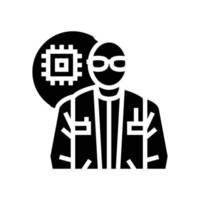 Elektronik Ingenieur Arbeiter Glyphe Symbol Vektor Illustration