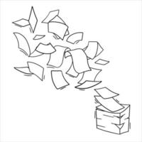 flygande papper. tom ark. kastas objekt. vit skräp. tecknad serie platt illustration. stack och lugg av dokument. kontor element. vektor