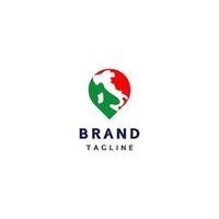 Italien Land Karte auf Hotspot Stift Symbole. Hotspot Symbol einfach Logo Design mit Karte Motiv und Farbe von Italien Flagge.
