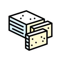 Feta Käse Essen Scheibe Farbe Symbol Vektor Illustration