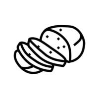 Mozzarella Käse Essen Scheibe Linie Symbol Vektor Illustration