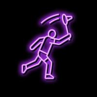 Spiel Badminton Neon- glühen Symbol Illustration vektor