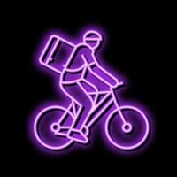 cykel kurir neon glöd ikon illustration vektor