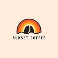 Sonnenuntergang Kaffee Geschäft Logo Design Vektor Illustration