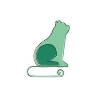 en enda linjeritning av enkel söt katt kattunge ikon. djuraffär logotyp emblem vektor koncept. modern kontinuerlig linje grafisk rita design illustration