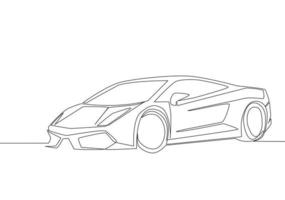 kontinuierlich Linie Zeichnung von Rennen und treiben elegant Limousine Sport Wagen. Luxus Super Auto Transport Konzept. einer Single kontinuierlich Linie zeichnen Design vektor