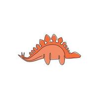 eine durchgehende Strichzeichnung von Dinosauriern für die Logoidentität. Stegosaurus-Maskottchen-Konzept für prähistorische Museumsikone. moderne einzeilig zeichnende Design-Grafik-Vektor-Illustration vektor